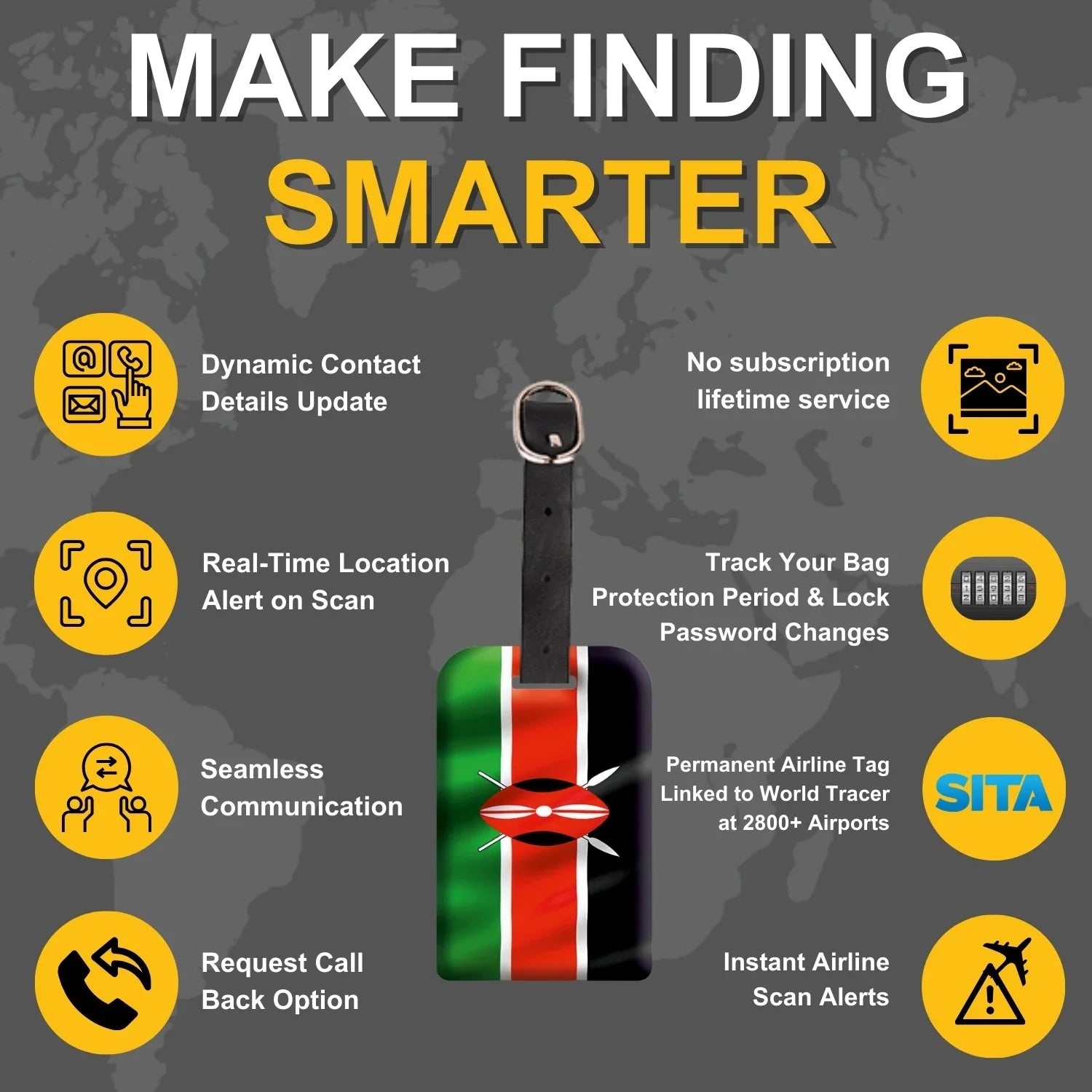 Smart Bag Security Tag - Kenya Flag [Pack 2]