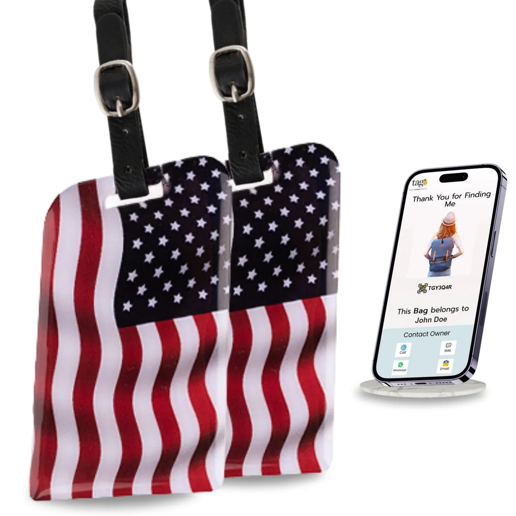 Smart Bag Security Tag - USA Flag [Pack 2]